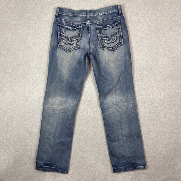 Helix Mens 34x32 Blue Straight Jeans - Picture 6 of 8